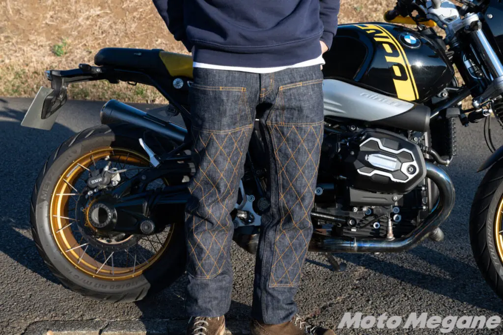 このデニム、バイク仕様。ダイヤステッチが渋い児島ジーンズの13oz