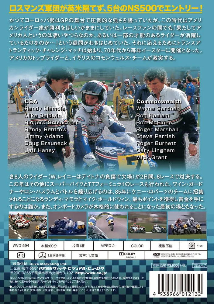 ロスマンズ軍団が登場！2輪DVD「1985 トランスアトランティック」発売