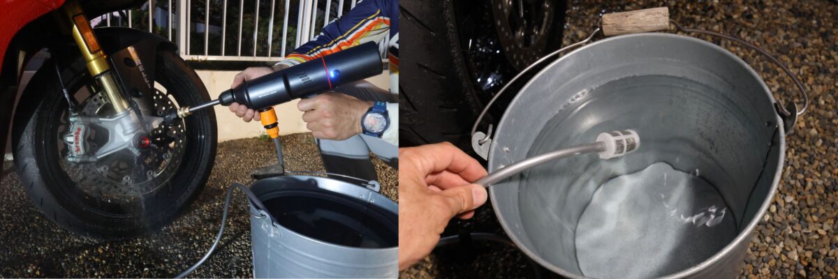 水栓がなくてもバケツに溜めた水があればその場で高圧洗浄が可能な「スマートポータブル01高圧洗浄機」