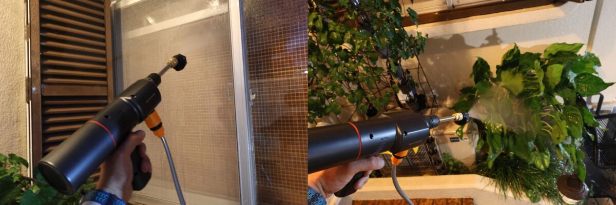 水栓がなくてもバケツに溜めた水があればその場で高圧洗浄が可能な「スマートポータブル01高圧洗浄機」