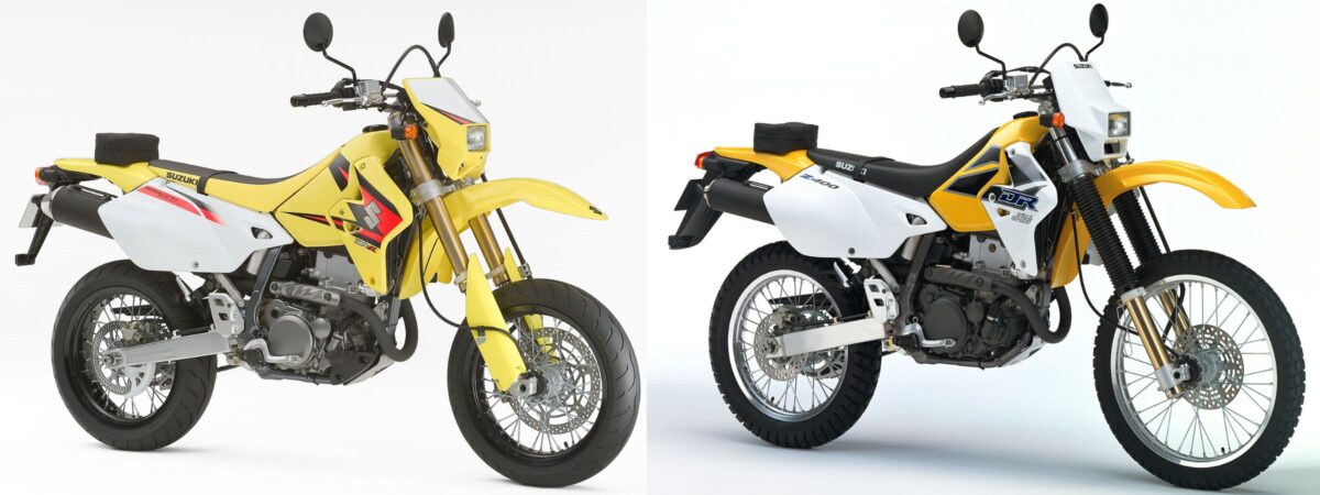 旧型 左:DR-Z400SM(2004モデル) 右:DR-Z400S(2000モデル)