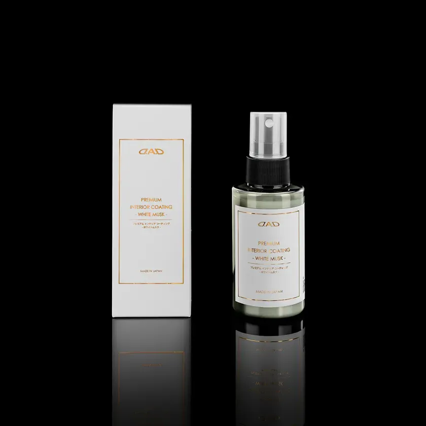 DADブランドのプレミアムインテリアコーティングスプレーと製品パッケージ。