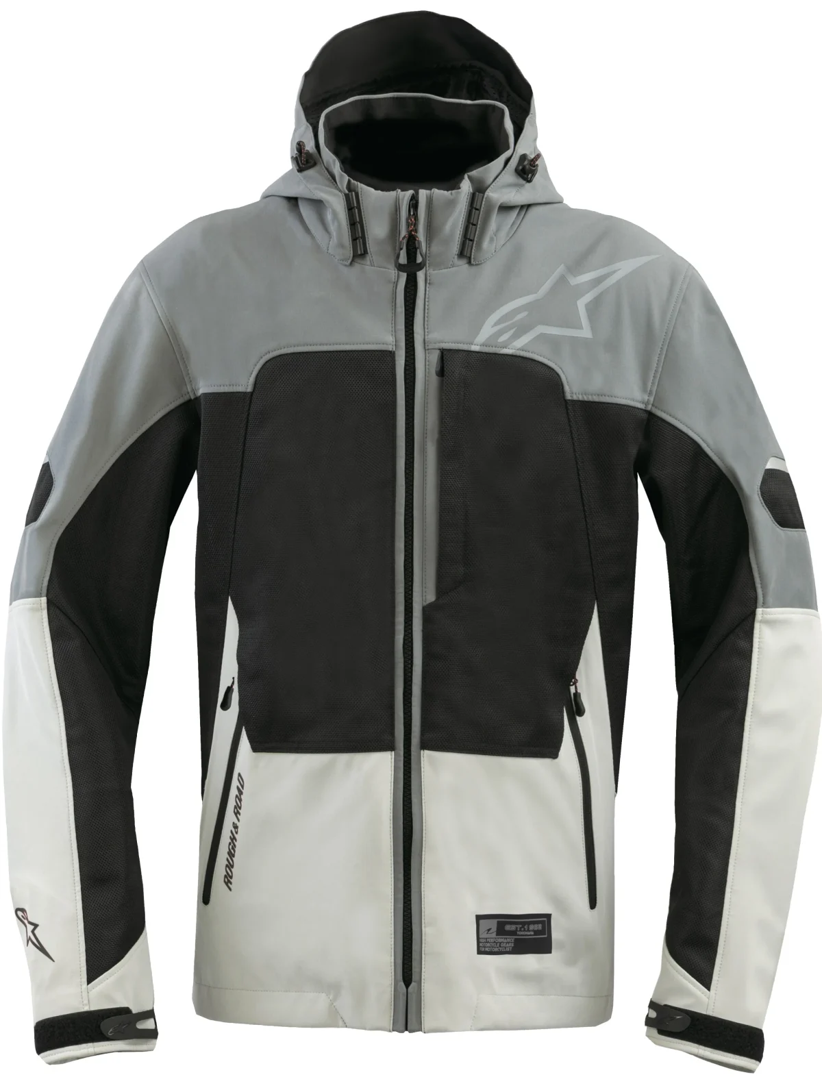 「alpinestars × ROUGH&ROAD クルーパーカ エア Asia」：GRAY/BLACK。