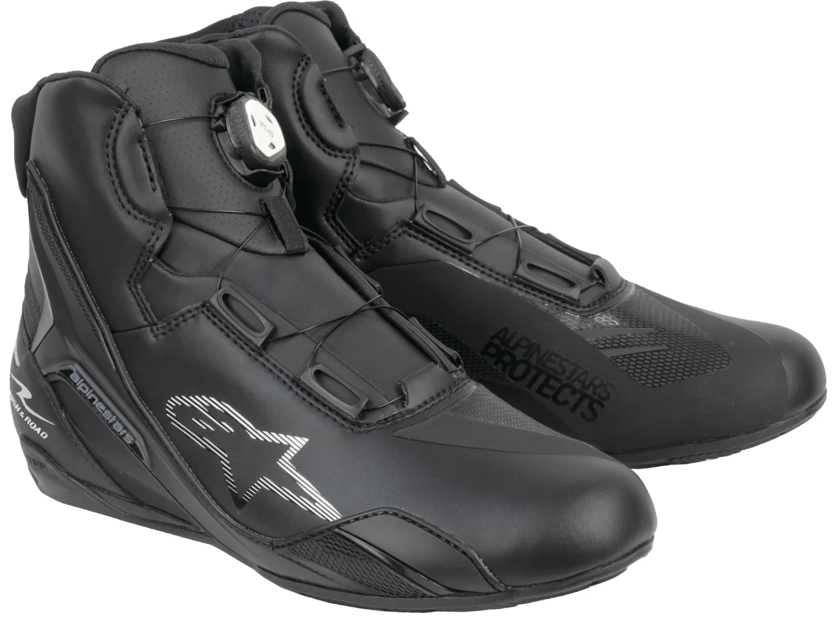 「alpinestars × ROUGH&ROAD FASTER-4 BOAシューズ Asia」：ALL BLACK