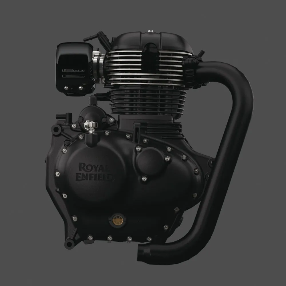 ロイヤルエンフィールド メテオ350に搭載される空冷単気筒SOHCエンジン。