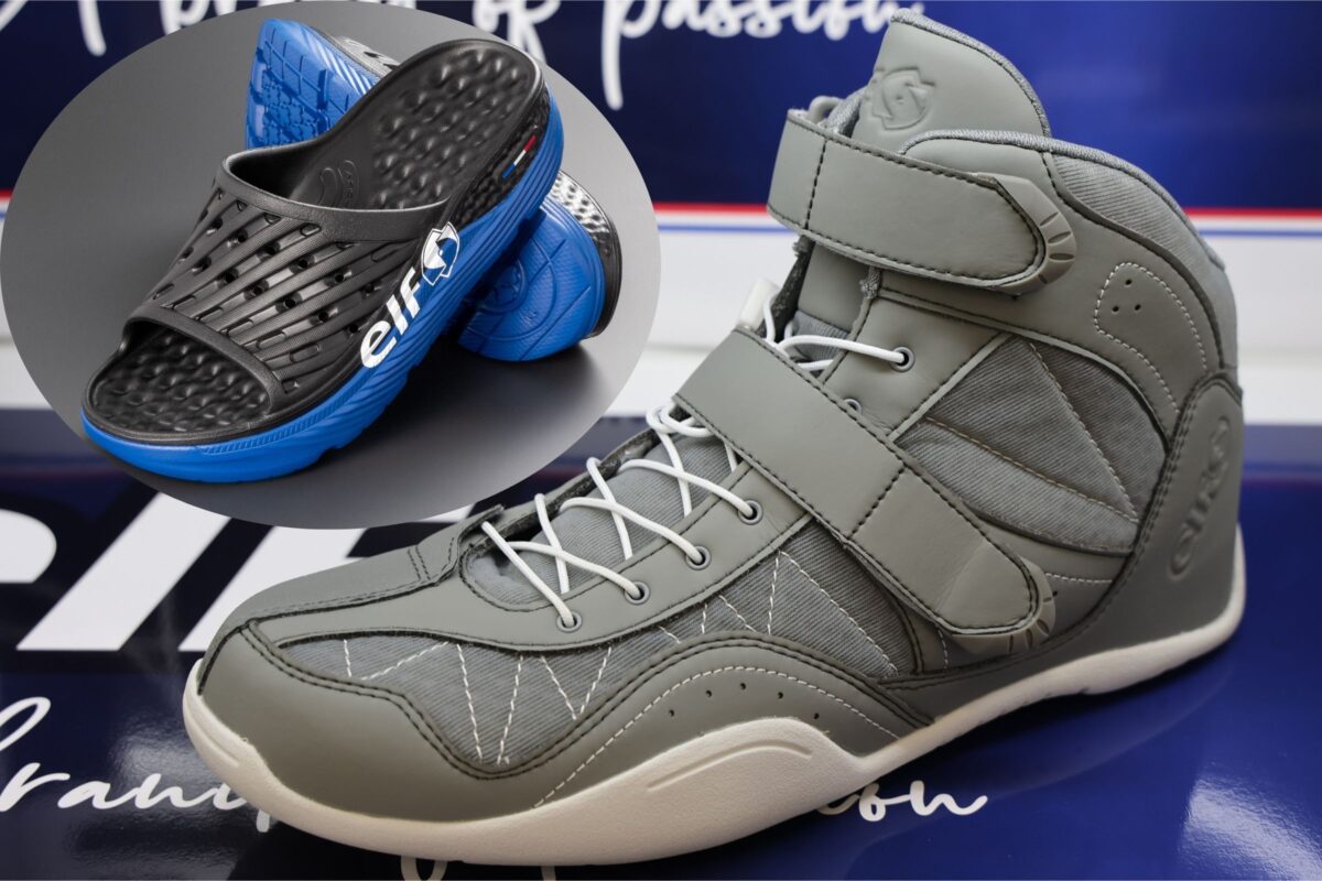 elf印の街歩きにも使いやすいメッシュ仕様のライディングシューズとリカバリーサンダルが新登場！！【モーターサイクルショー2026】